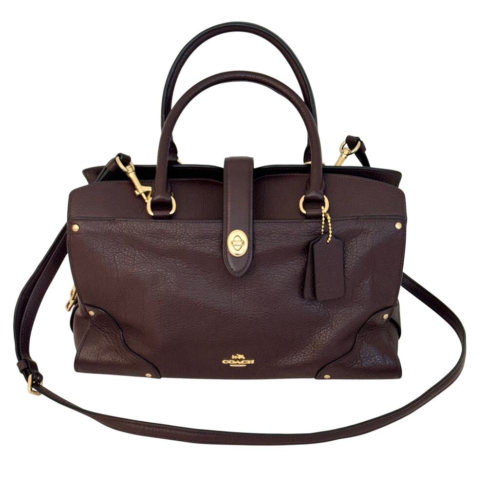 Coach Mercer 30 Soft Pebble Leather Satchel Bag Carryall Tote Oxblood 37575